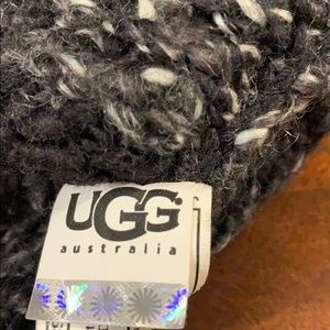 UGG Cresthaven black suede wedge boot with knit.